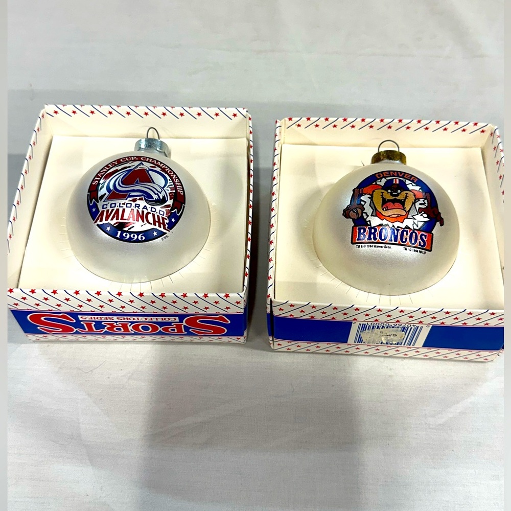 Vintage Colorado Avalanche and Broncos Ornaments